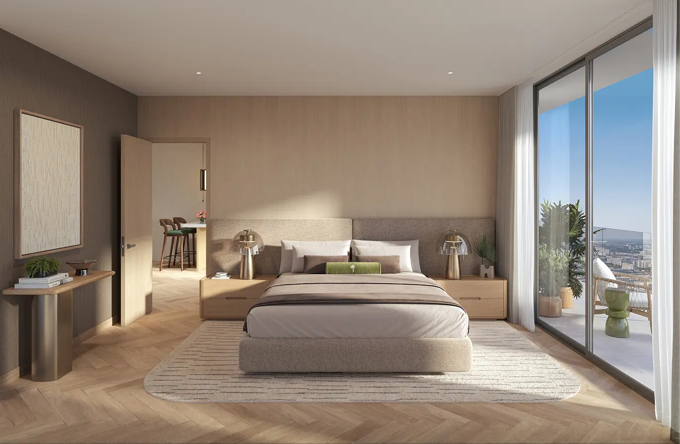 Bedroom with balcony — Palm Tree Residences Miami