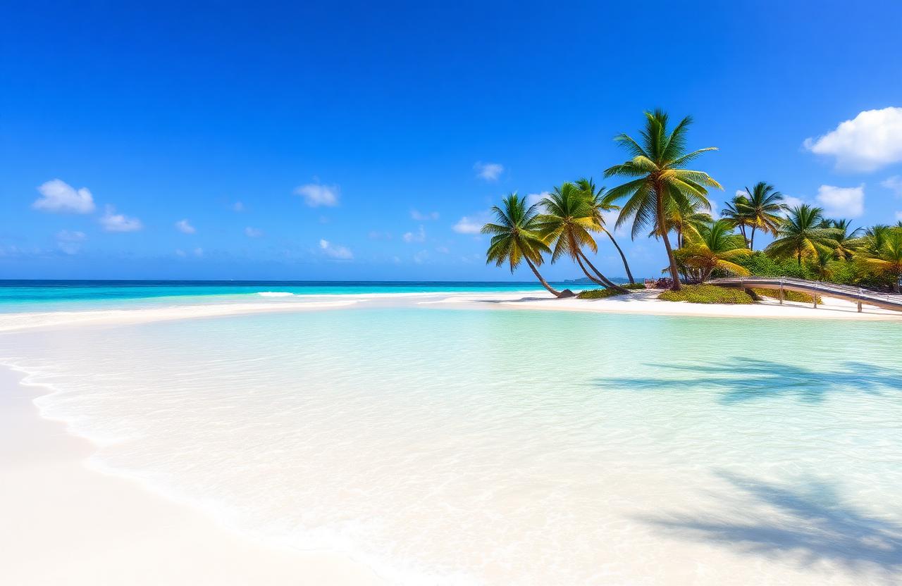 Praia da Flórida com águas cristalinas e areia branca